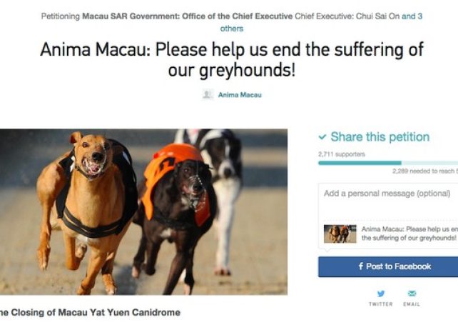 Netizens petition to abolish Macau’s Canidrome