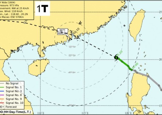 Macau hoists No.1 typhoon signal