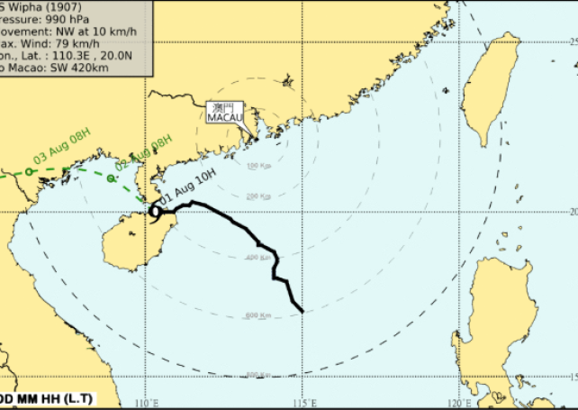 Macau at a standstill for almost 12 hours by Typhoon Wipha