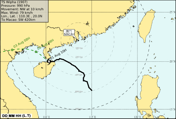 Macau at a standstill for almost 12 hours by Typhoon Wipha