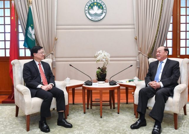 Hong Kong security chief meets Macao CE to learn about national security