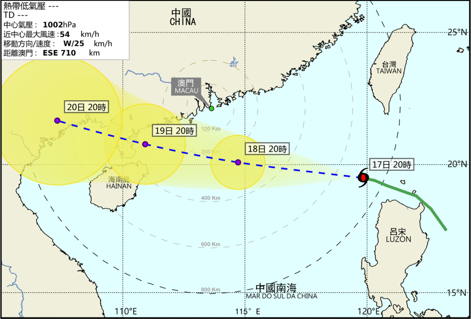 Tropical Cyclone Signal No. 1 issued at 8 pm
