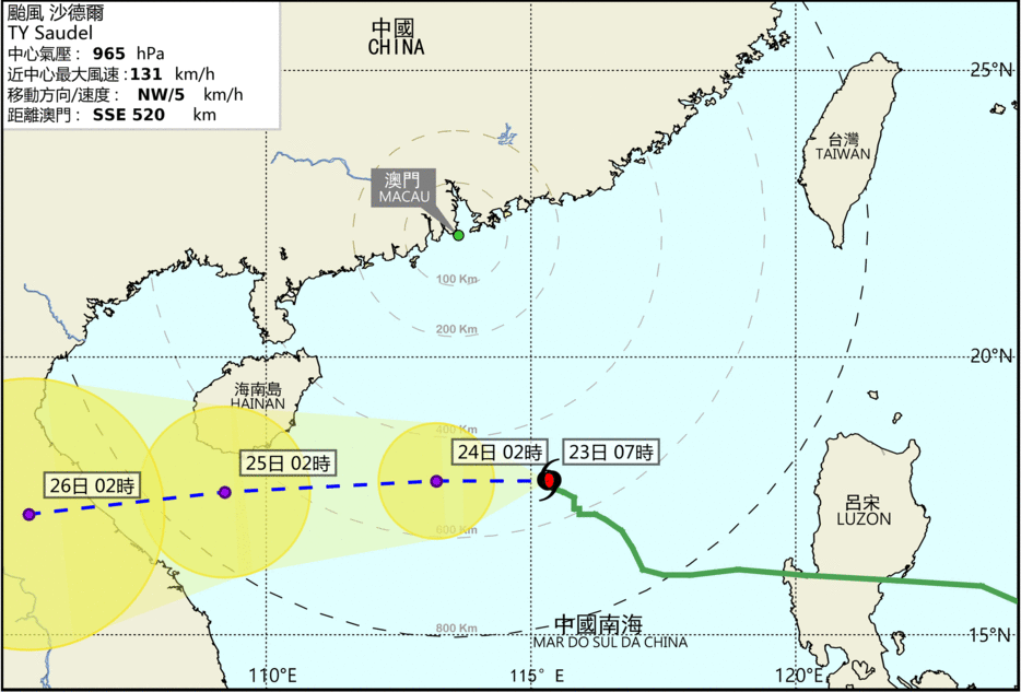 Signal No. 3 hoisted as Typhoon Saudel enters South China Sea