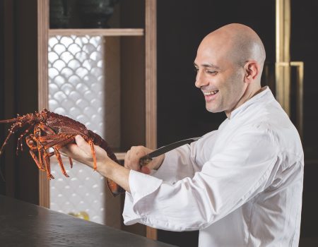 Chef Michele Portrait with Lobster