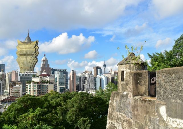 Bird enthusiasts explore the Macao Fortress