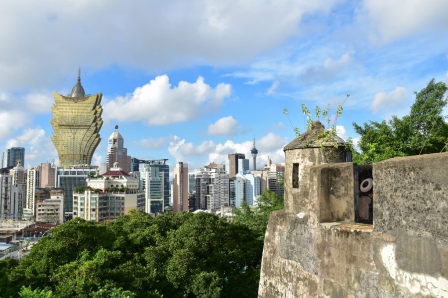 Bird enthusiasts explore the Macao Fortress