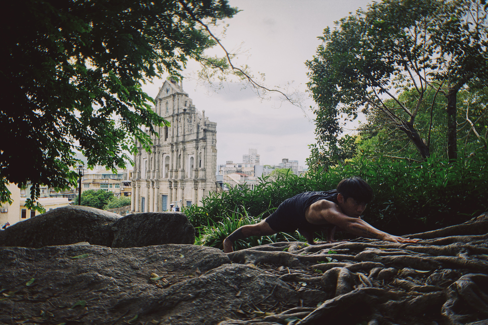 Clark Cheung near the Ruins of St Paul's