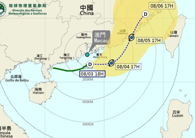 Macao hoists storm-warning Signal No. 3