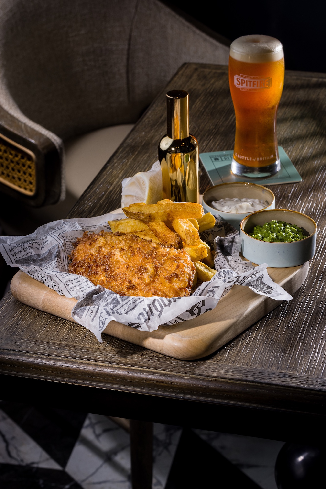 Beer battered fish and chips