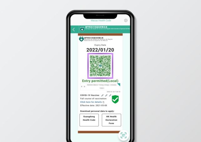 Macao Health Code now displays three colours – gold, silver and purple