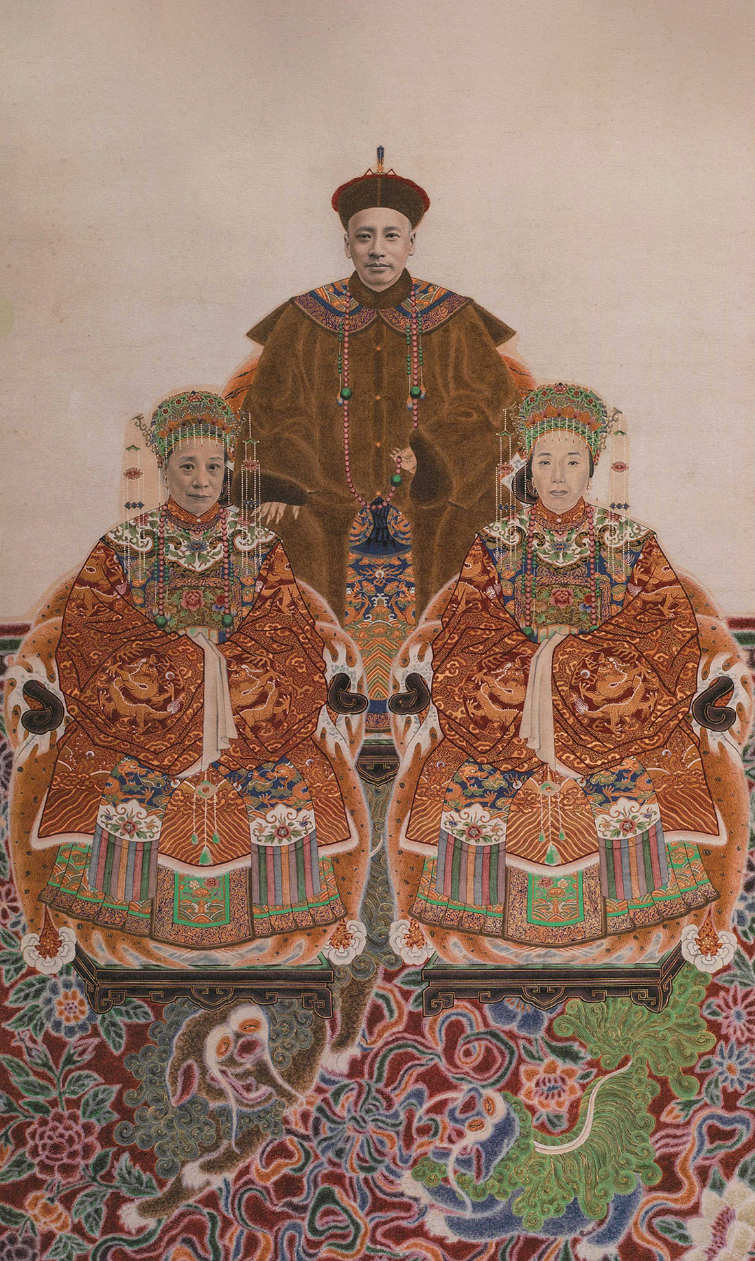 Trio in ancestral portraiture