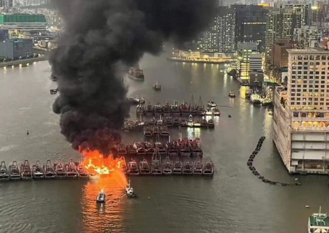 Fire turns six fishing boats into floating inferno in Inner Harbour