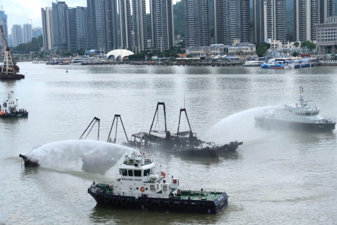 Oil slick pollutes harbour following mystery blaze aboard six fishing boats