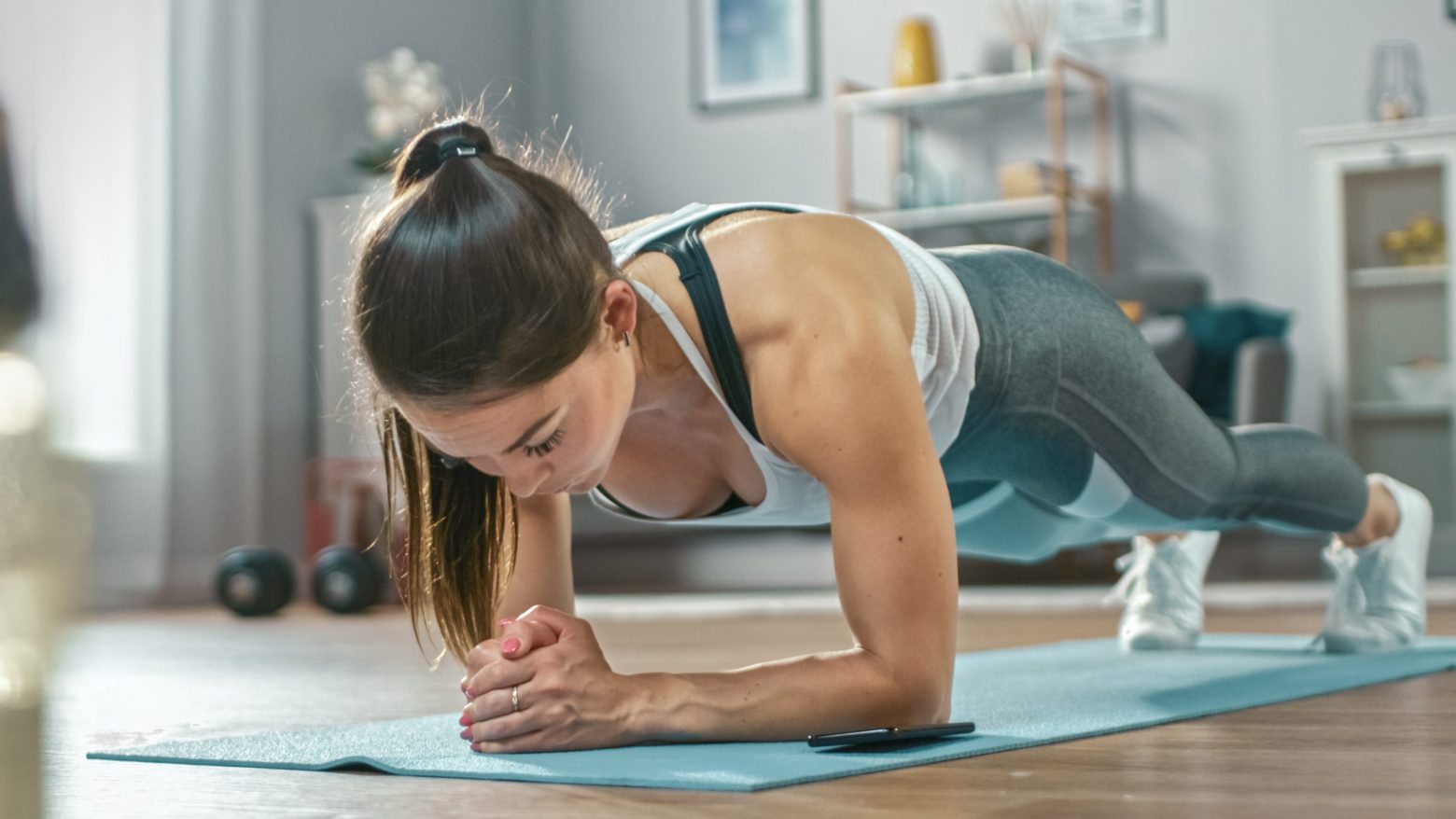 Home workout; planking