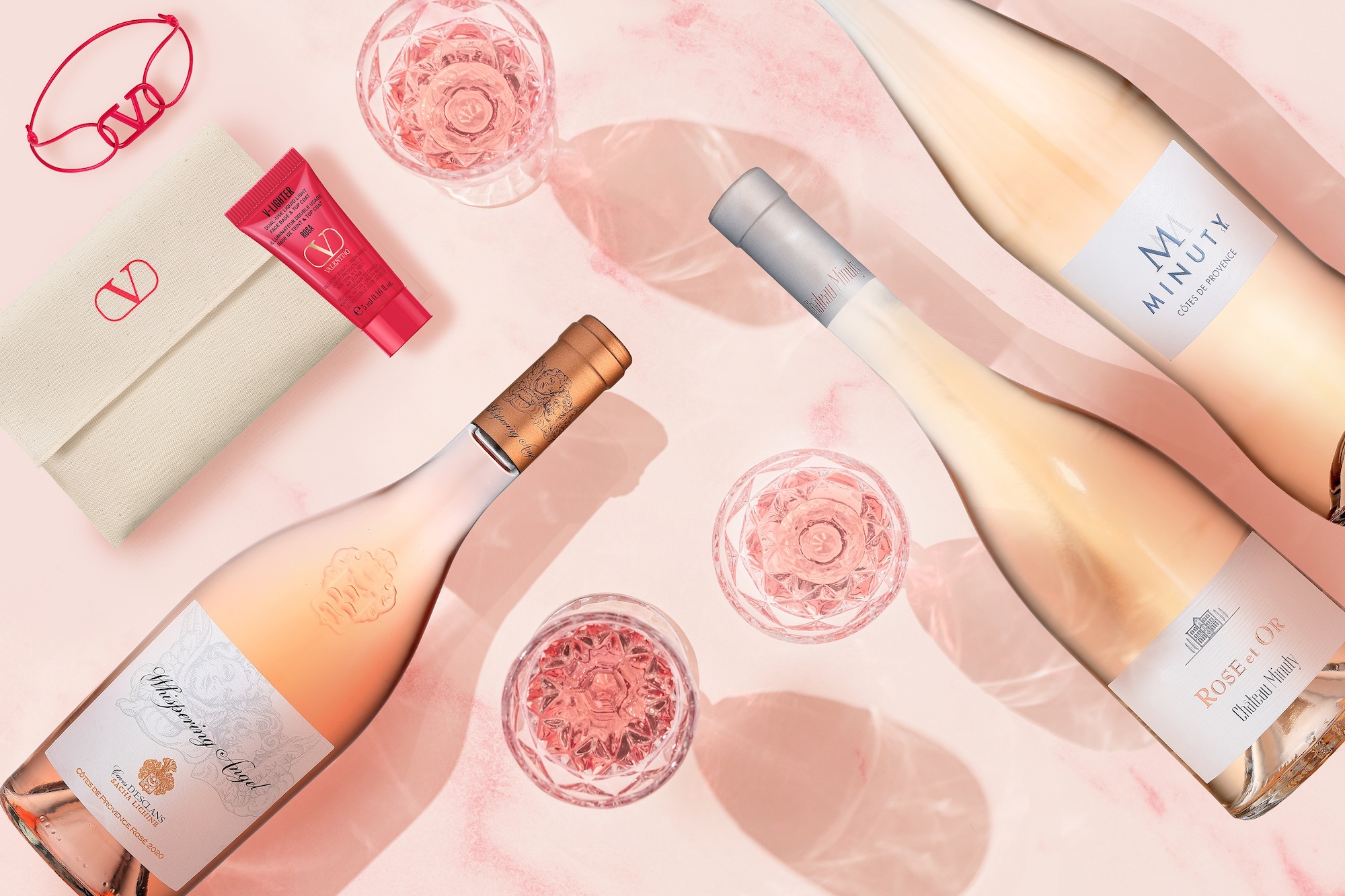 The Manor x MHD x Valentino Beauty Rose wine promotion