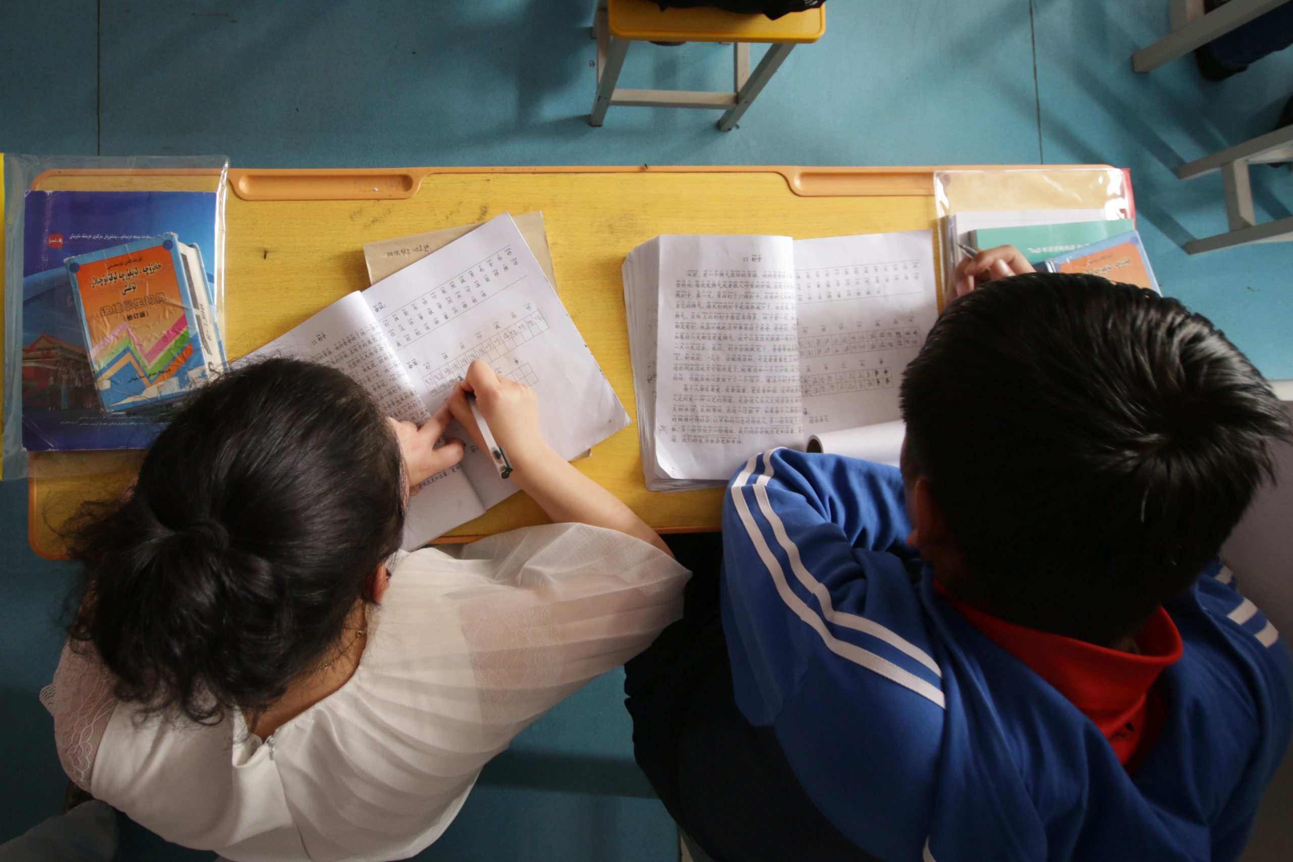 Children study at tutorial centre