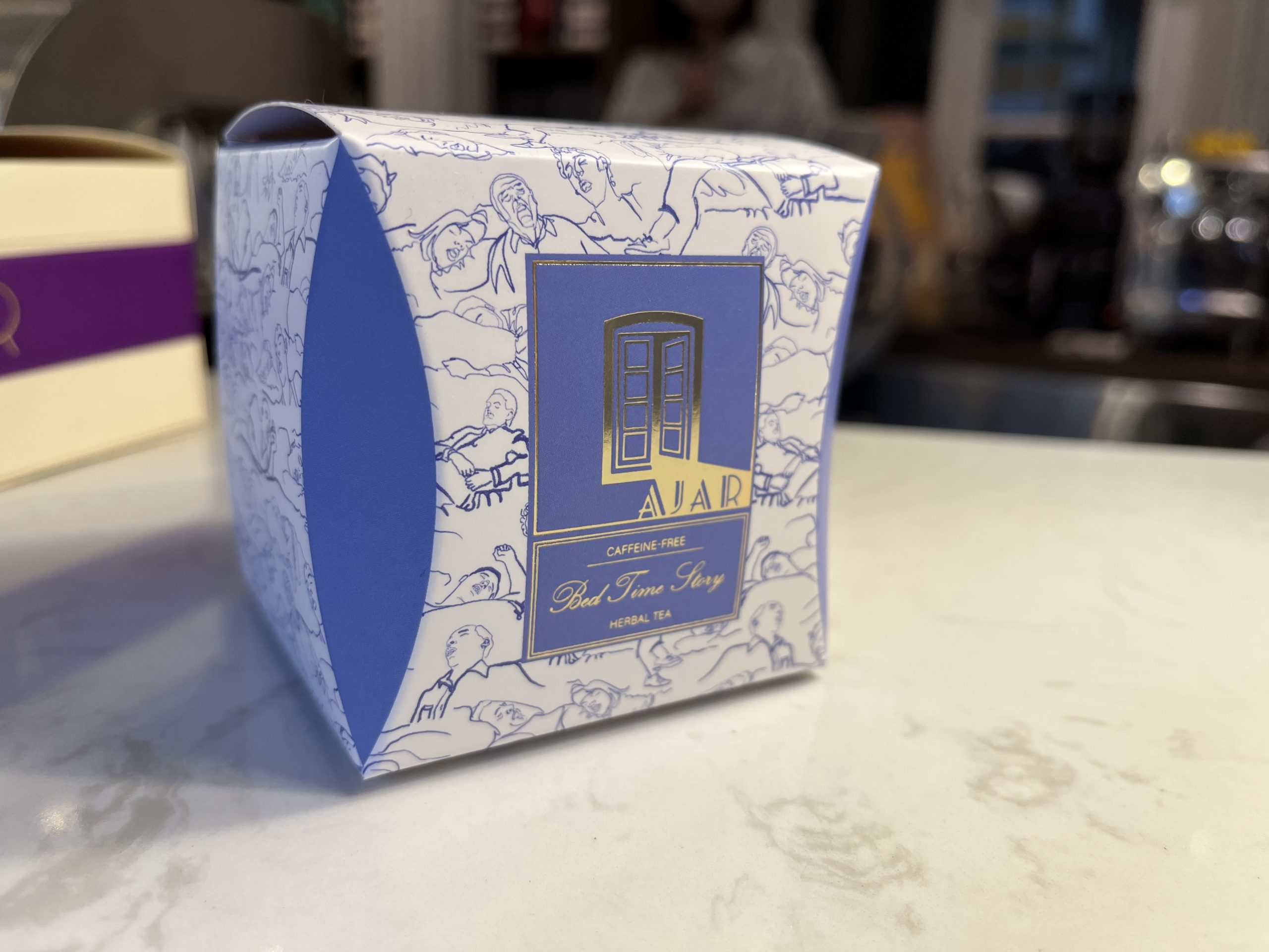 Dores designed all of the logos, packaging and signs associated with his cafe, including the ‘Bed Time Story’ gift box, which depicts slumbering characters