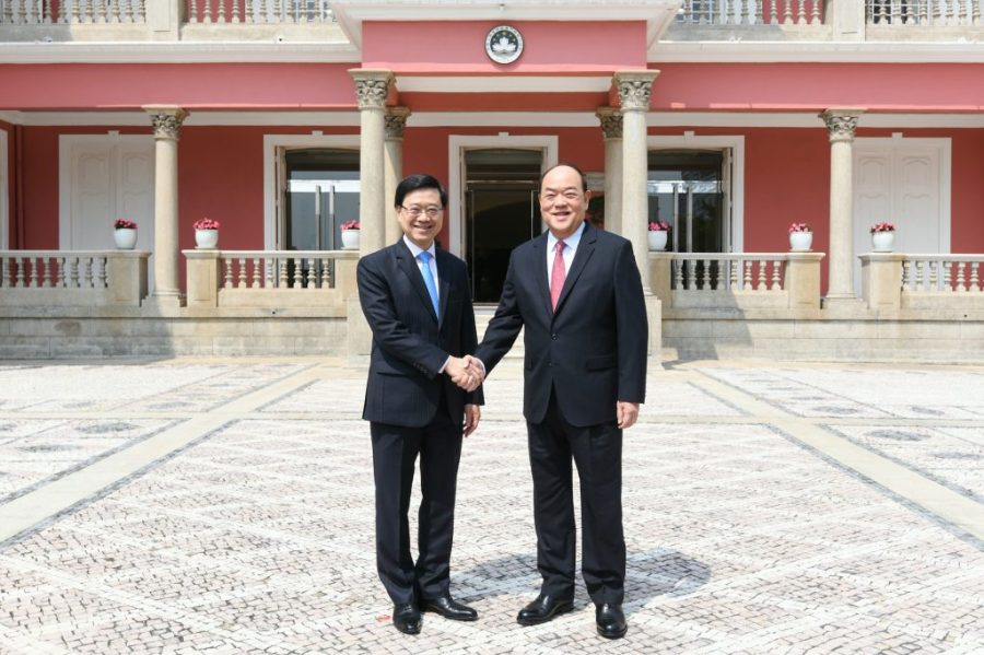 Hong Kong’s John Lee visits Macao for talks with Ho Iat Seng
