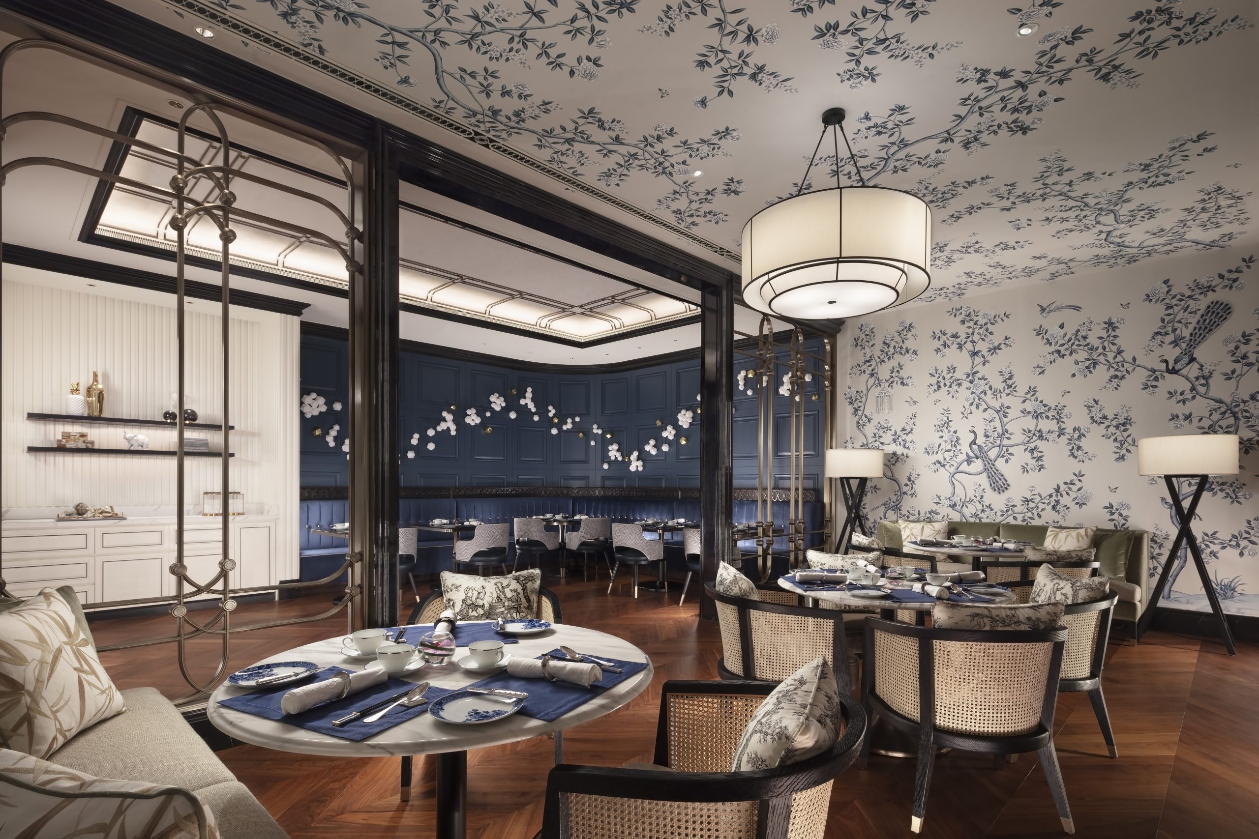 The Kensington breakfast elegant dining room peacock wallpaper 