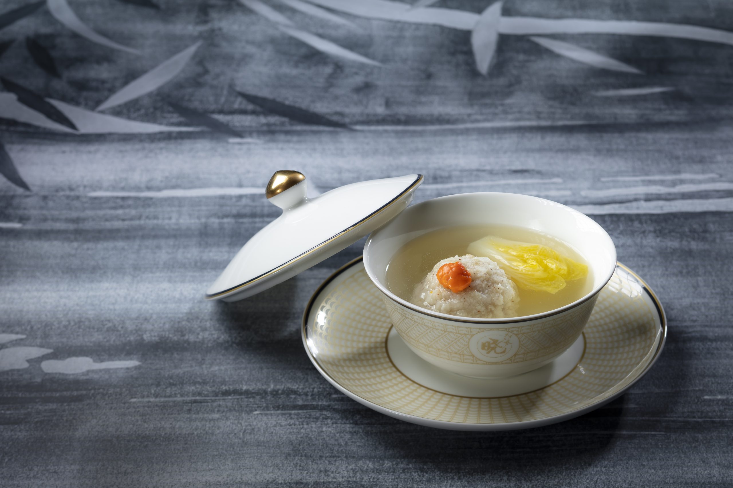 The Huaiyang Garden stewed pork ball with crab roe dish