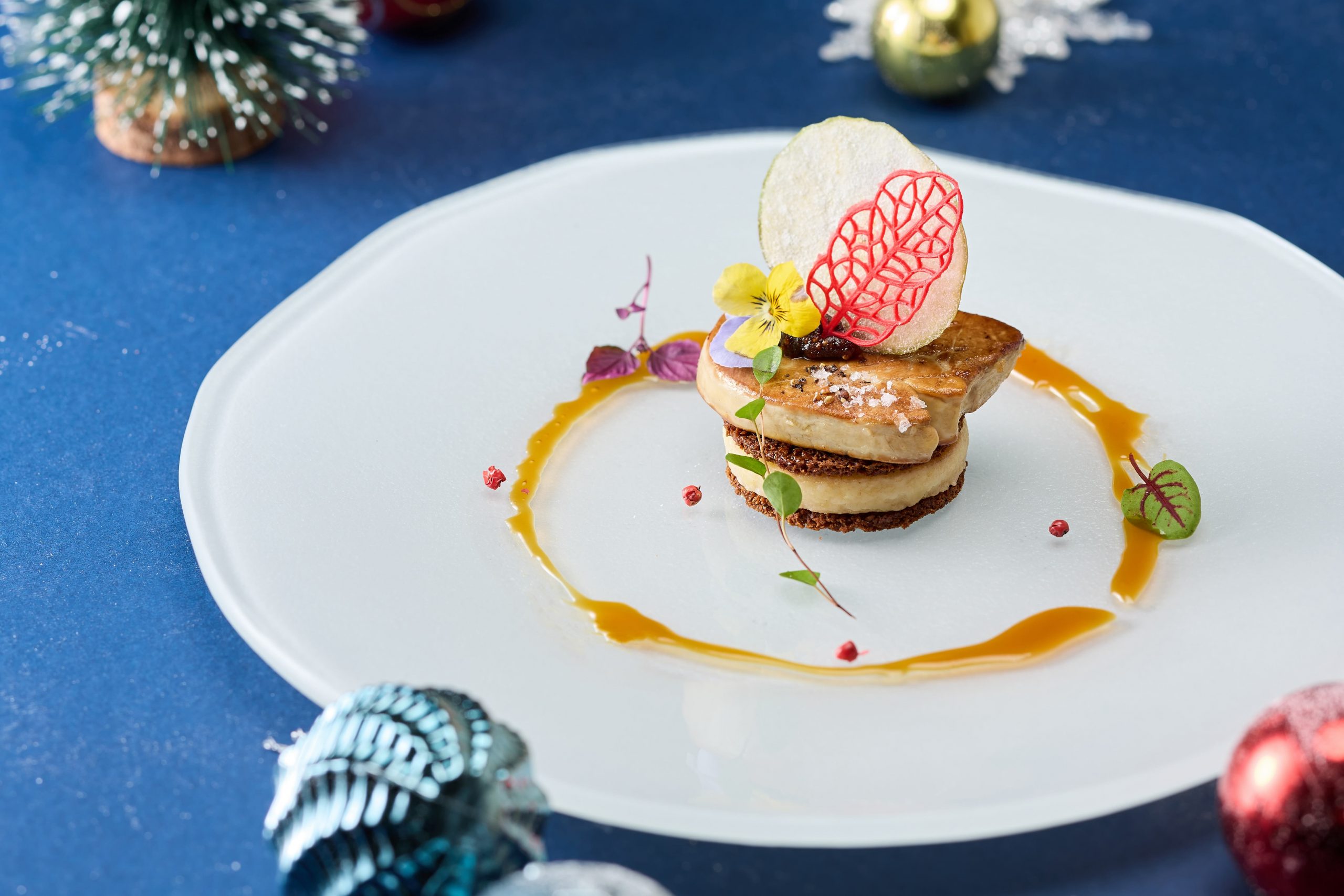 Savour foie gras sweetened with caramelised apples or drizzled in a punchy Grand Marnier caramel sauce at Brasserie this Christmas