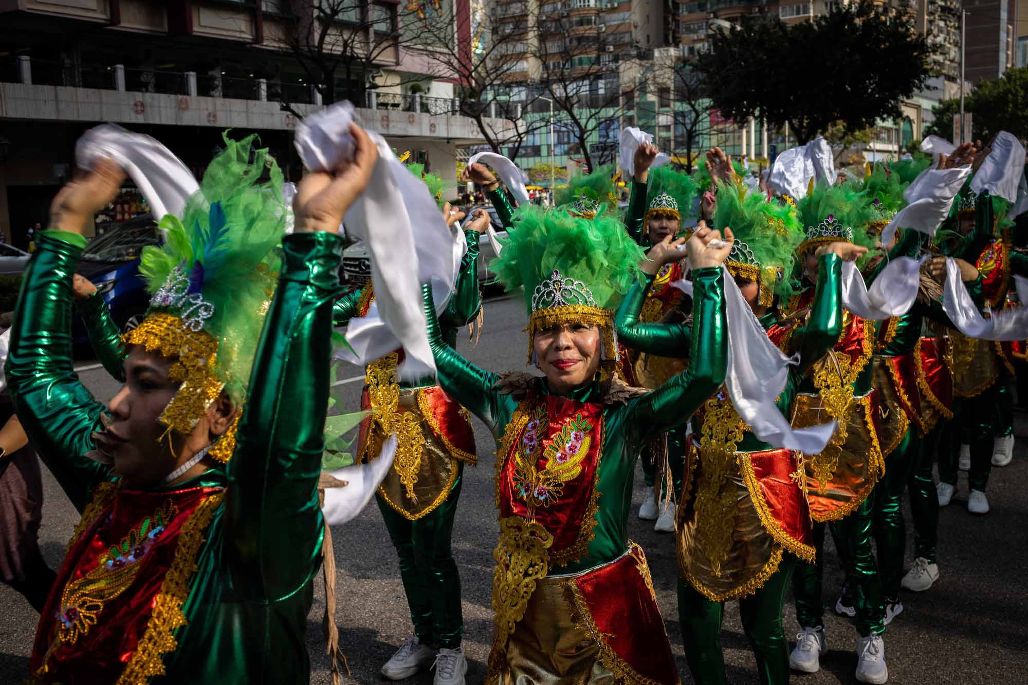 The Debutantes of Macau dance troupe takes part in the Sinulog procession