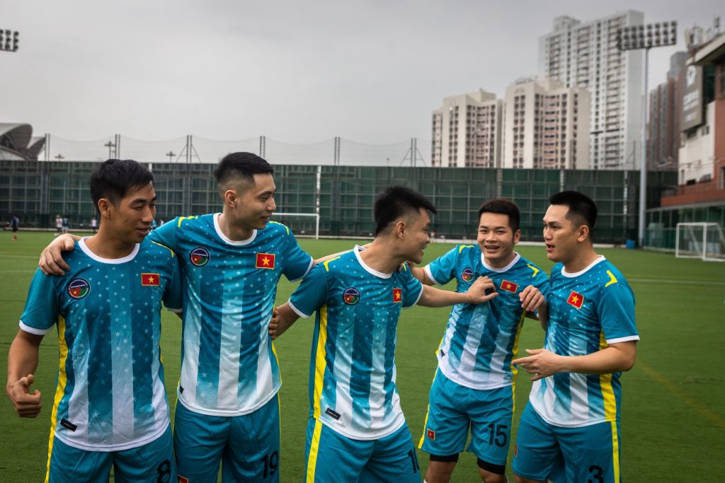 Members of a Macao Vietnamese men’s soccer