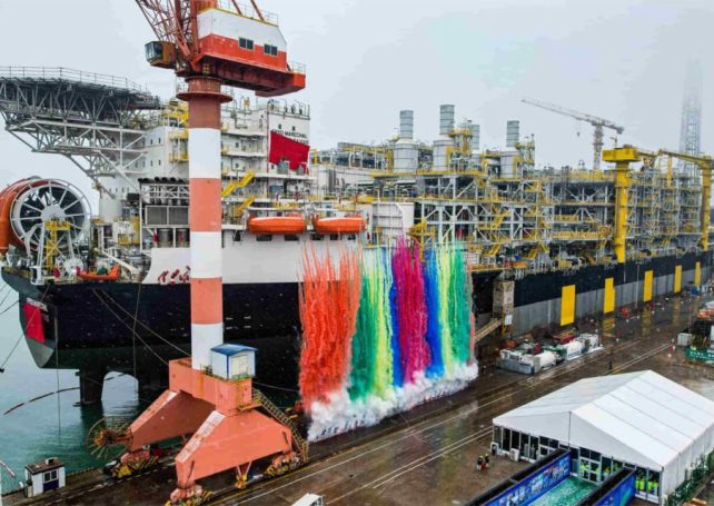 The floating oil platform Mero 3 sets sail for Brazil