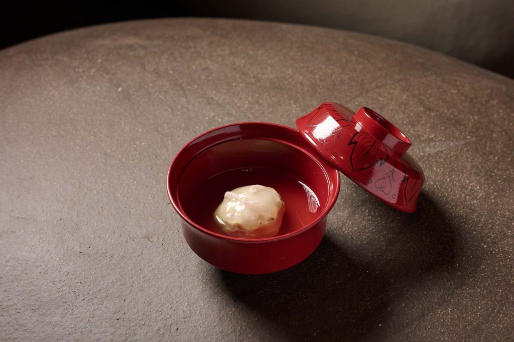 A Hyotei signature, the minced hamaguri clam cake in an aromatic cherry blossom soup, was a highlight of the menu