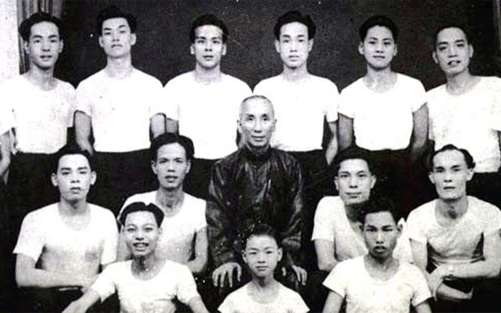 Ip Man, centre, shown with some of his students in the 1950s