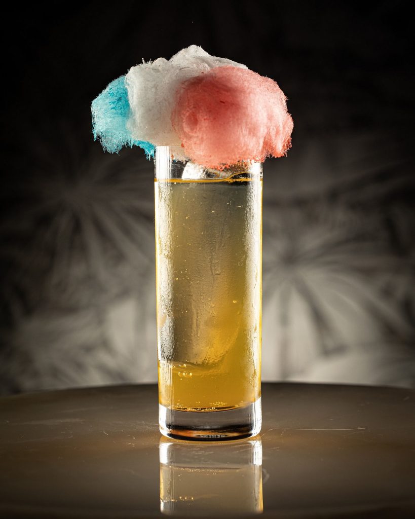 Featuring house-mixed spirits and clarified cucumber juice, Stonewall Inn is garnished with colourful cotton candy in a nod to the LGBTQ+ rainbow flag