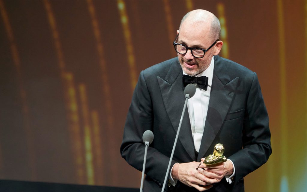 This file photo, from 26 September 2023 shows Edward Berger accepting a Septimius Award for All Quiet on the Western Front in Amsterdam