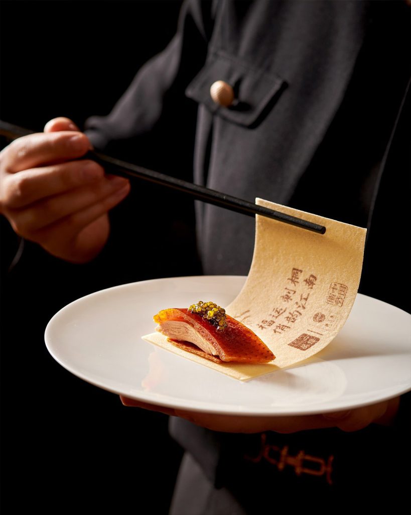 Peking duck with caviar is one of the must-try dishes at Qiao Jiangnan