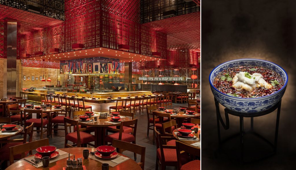 Dig into signatures like poached sliced fish, swimming in aromatic broth and chillies, amid North’s vibrant interiors