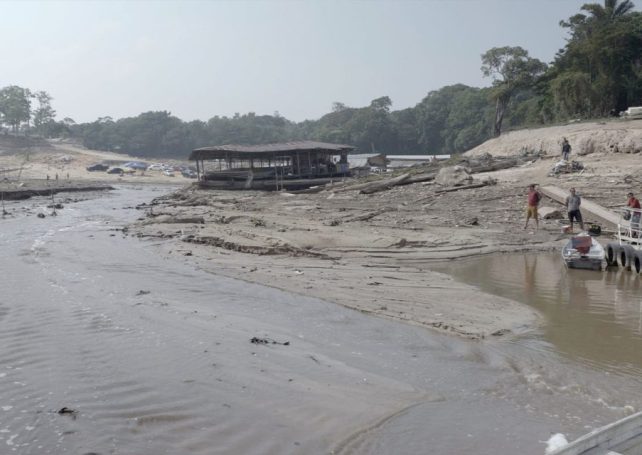 Water levels in a major tributary of the Amazon have hit a record low