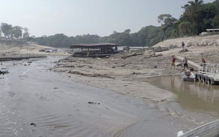 Water levels in a major tributary of the Amazon have hit a record low