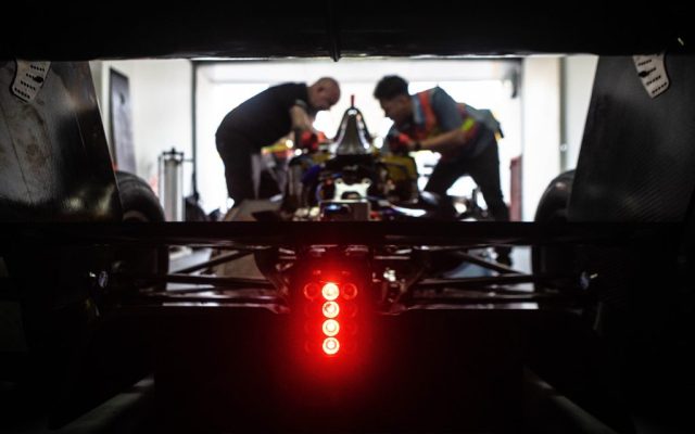 A peek into the rear of a Formula Regional car