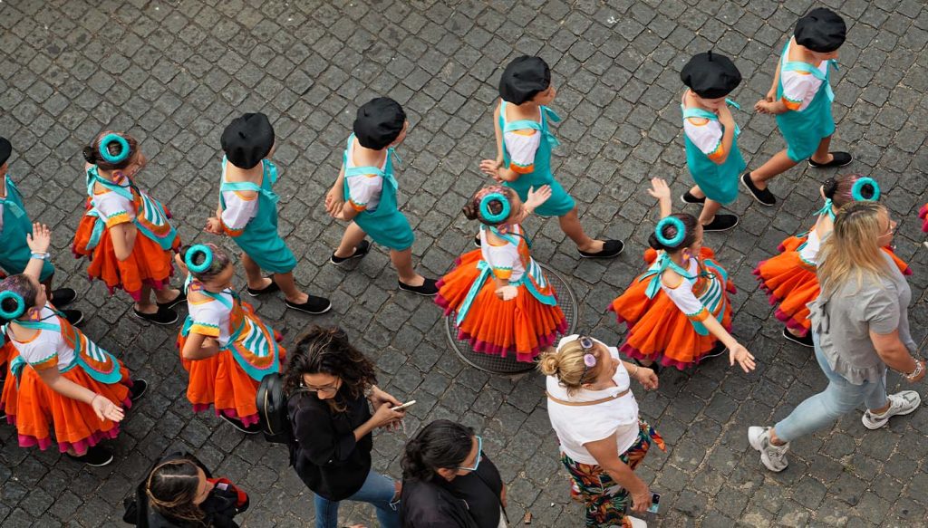 Children in Lisbon take part in a parade to commemorate Portugal Day, held annually on 10 June