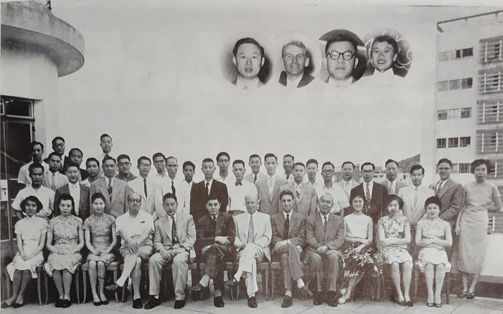 Eric Cumine Associates staff photo taken in 1962 (Lo Wing Chueng is in the second row from the front, fourth person from the right; Eric Cumine is in the centre of the front row)