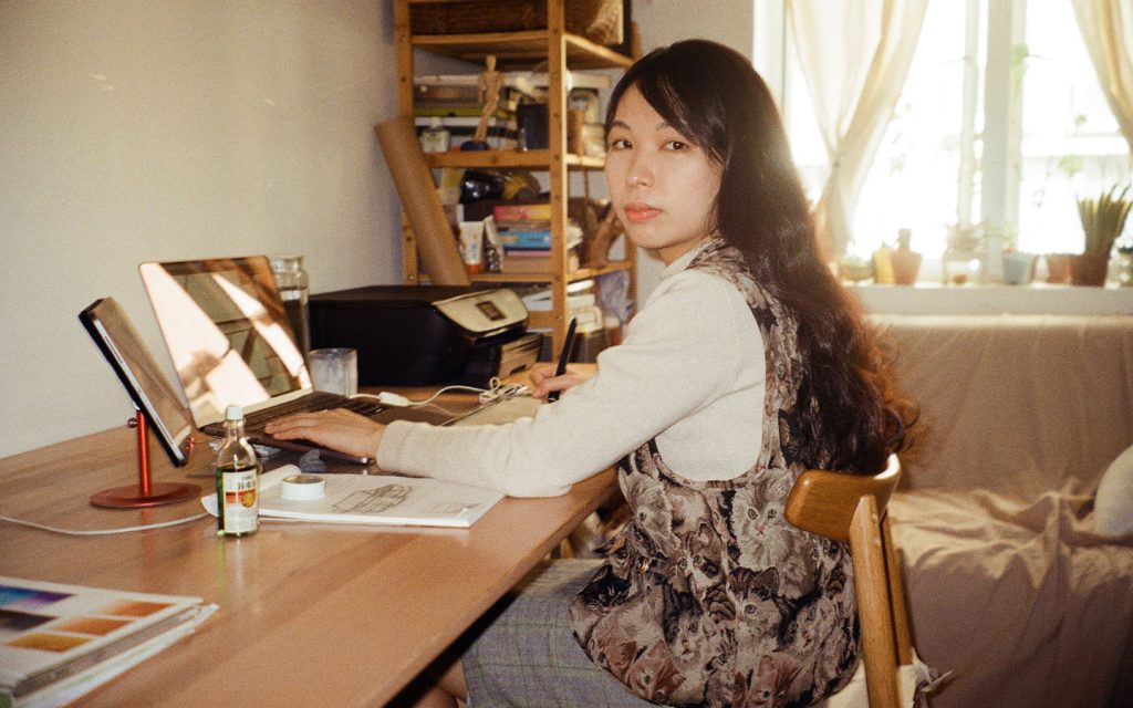 Yang Sio Maan in her workspace