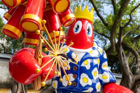 Colbert brings Macao’s industrial past and natural beauty to life with two colourful lobster statues at the old firecracker factory