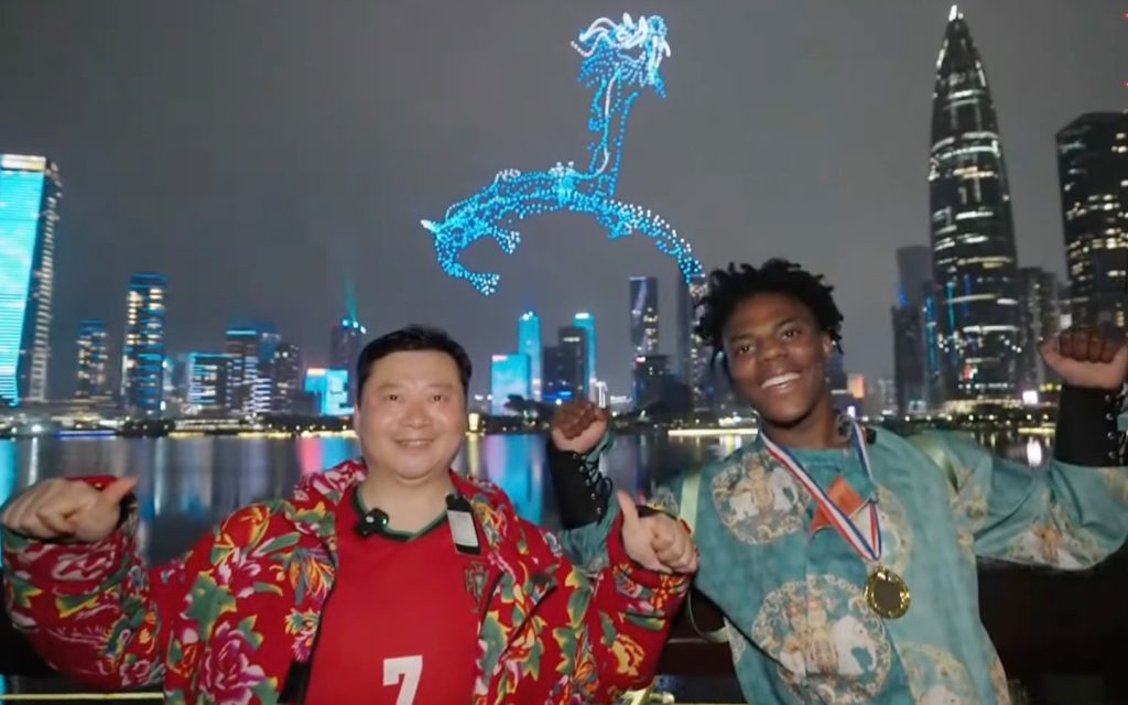 Uncle and Speed enjoying the Shenzhen drone show, which features around 1,500 of these aircraft