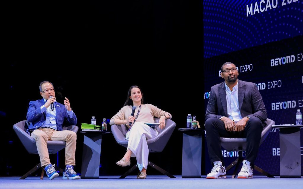 Judges hear pitches at the final round of Beyond Expo’s Fund at First Pitch competition