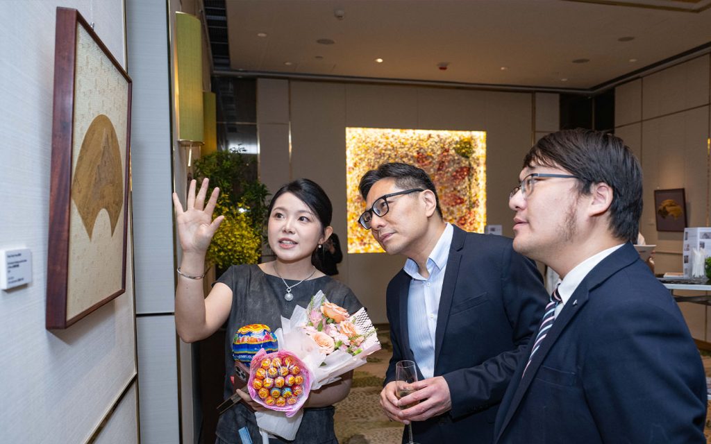 Artist Tsang Tseng Tseng introduces her work to guests at last night’s reception