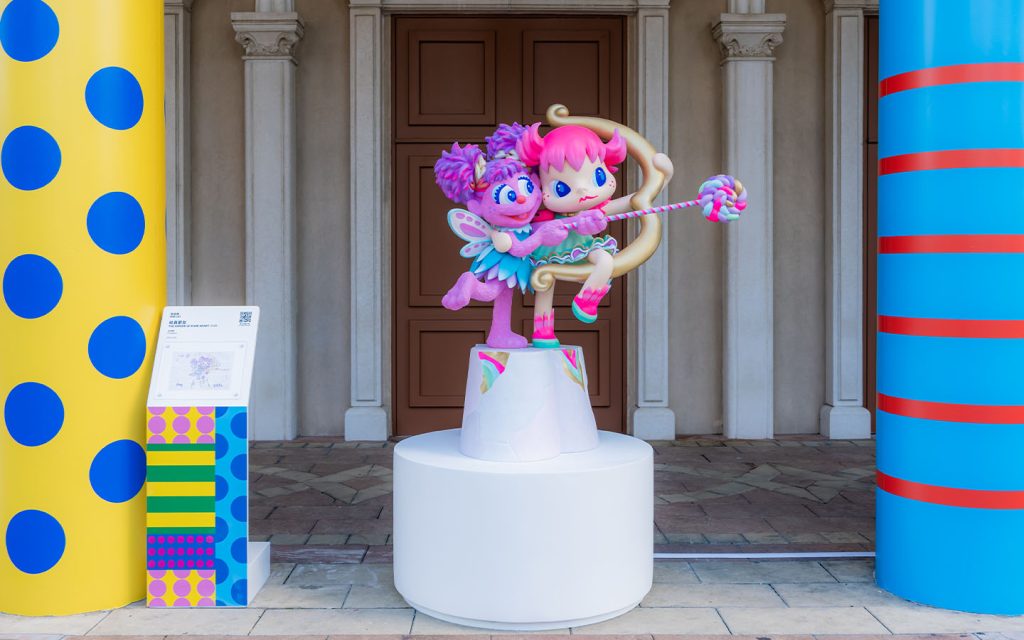 Don't miss Bibi Lei’s bright pink and purple sculpture of “little super girl” and Abby Cadabby from Sesame Street under the arches