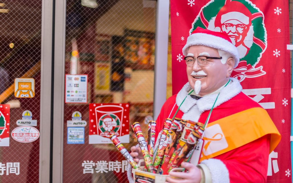 KFC in Japan decorated with Santa during the Winter Christmas season promotion in 2016