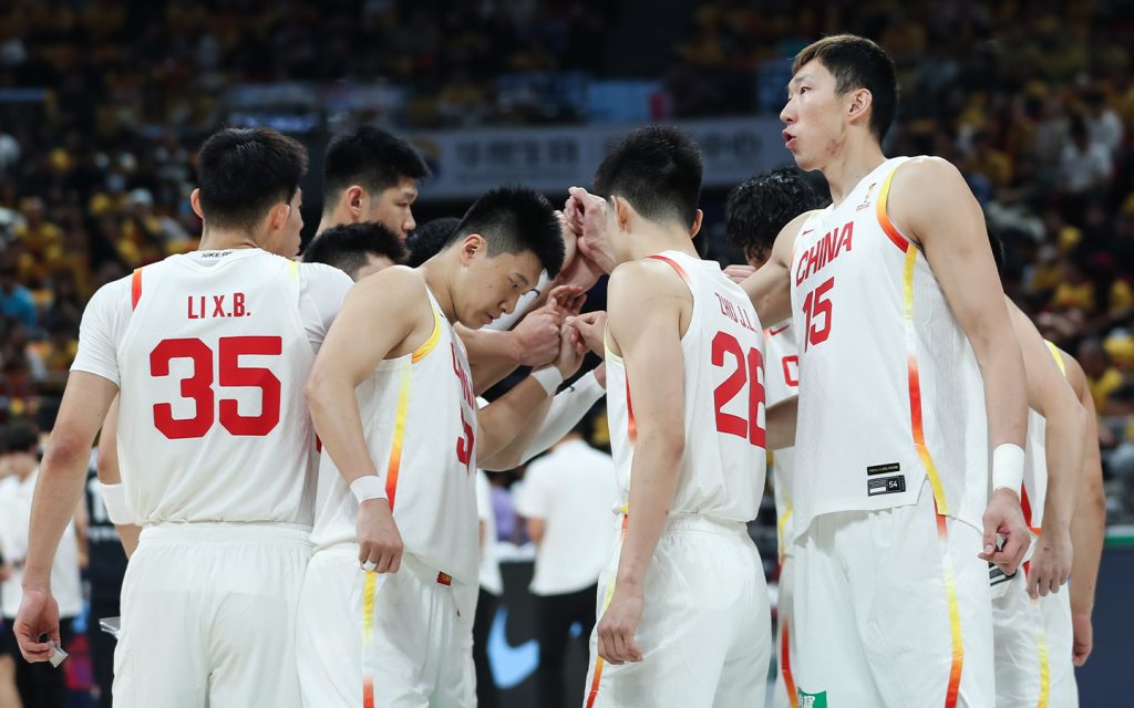 Players of China gather together before the Group B match against South Korea at the FIBA Basketball World Cup Asian Qualifiers in Beijing on 28 November 2025