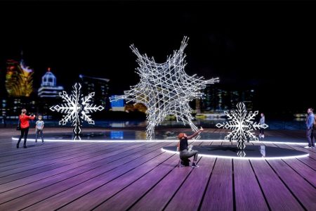 This digital rendering shows the design for the 'Starlight Route' installations at the Nam Van district during Light Up Macao