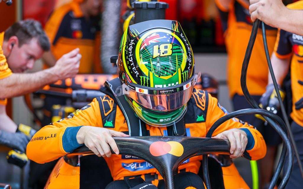 McLaren’s Oscar Piastri prepares during the practice session of the Formula One Australia Grand Prix