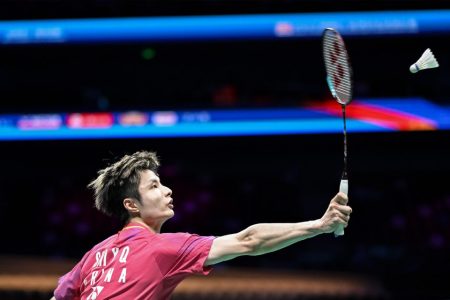 Shi Yuqi of China hits a return to Ayush Shetty of India during the men's singles final at the Badminton Asia Championships 2026 in Ningbo, on 12 April 2026 China sports roundup: U20 women book World Cup spot, Shi Yuqi wins Asian title - Shi Yuqi of China hits a return to Ayush Shetty of India during the men's singles final at the Badminton Asia Championships 2026 in Ningbo, on 12 April 2026